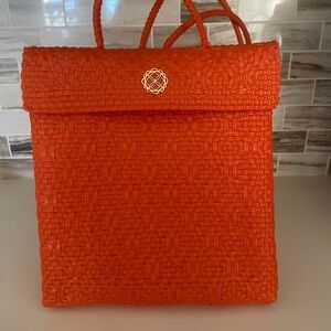 Elegant Red Woven Tote Bag
